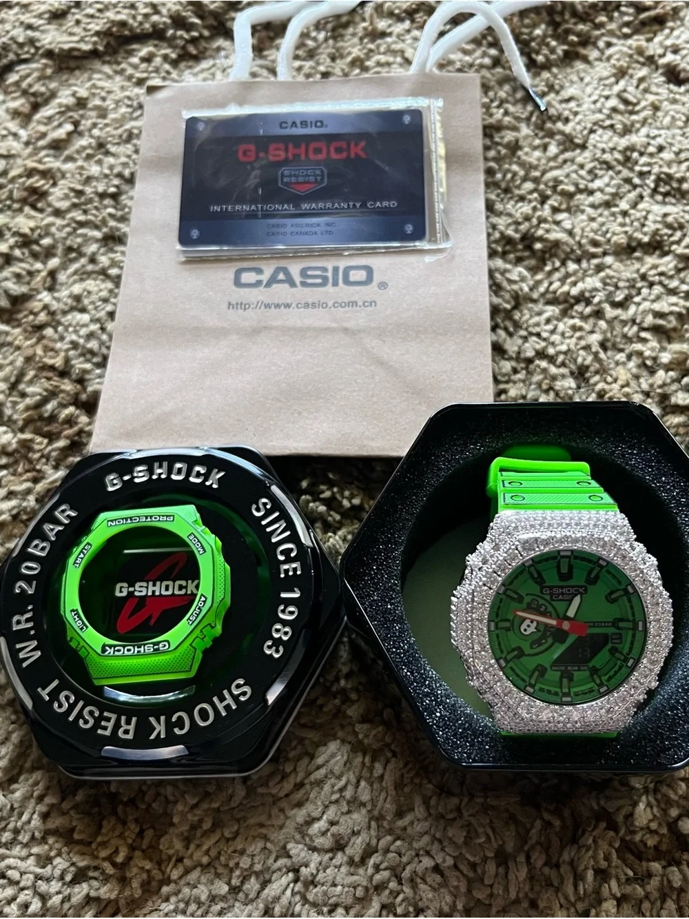 Casio G-Shock Green Resin CZ Bassmaster